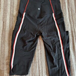 Athleta Black Leggings with Red and White Trim